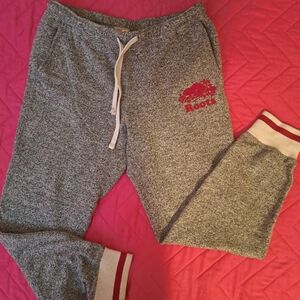 Roots Gray Joggers with Red Logo